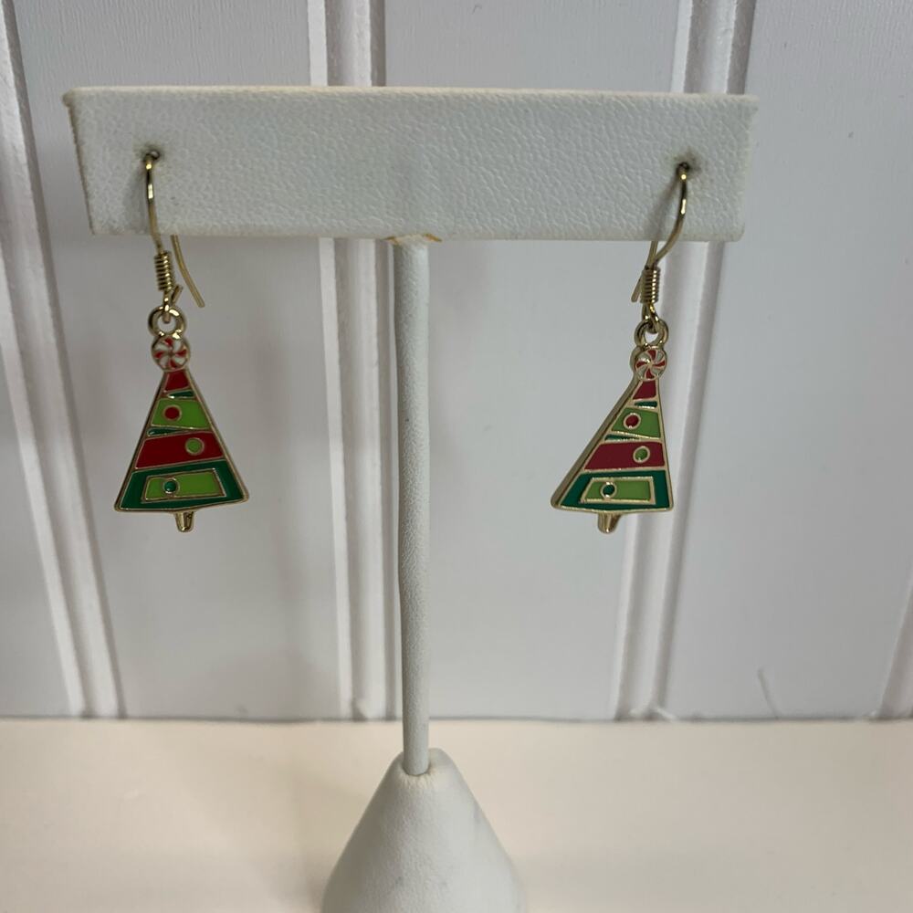 Modern Christmas Tree Dangle Earrings 1" long